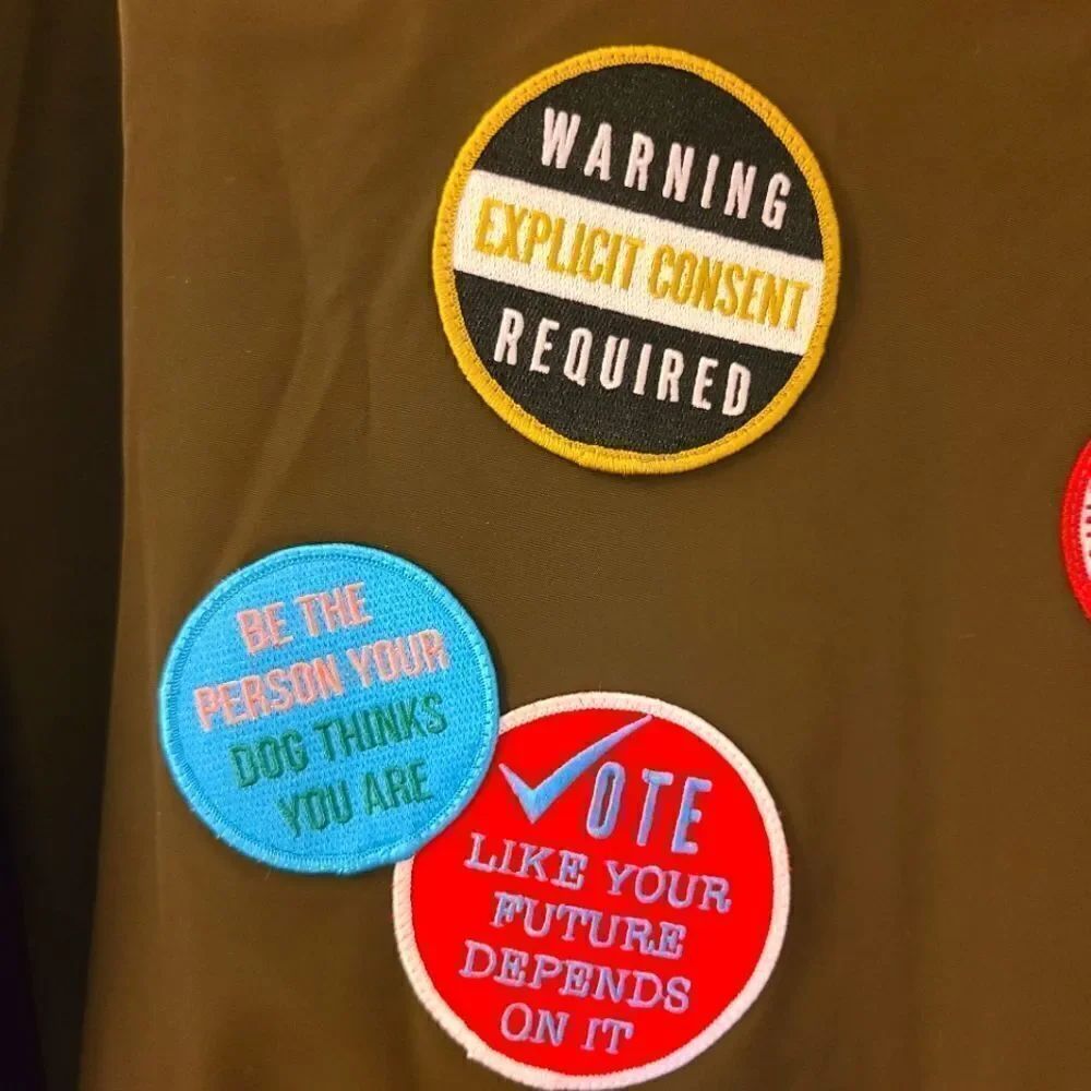 Wildfang Wild Feminist Collection Olive Bomber Jacket With Patches Xs — image 7 of 8